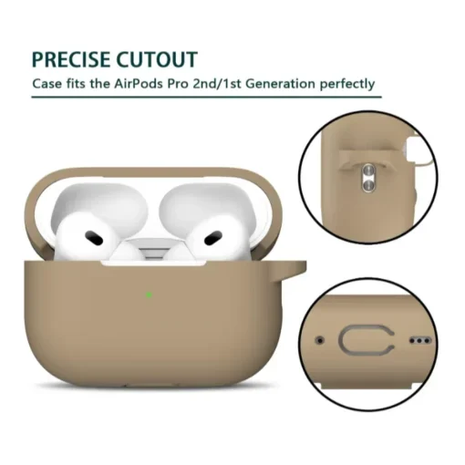 Θήκη Σιλικόνης Με Γάντζο Για Airpods Pro 2nd Gen Μπεζ