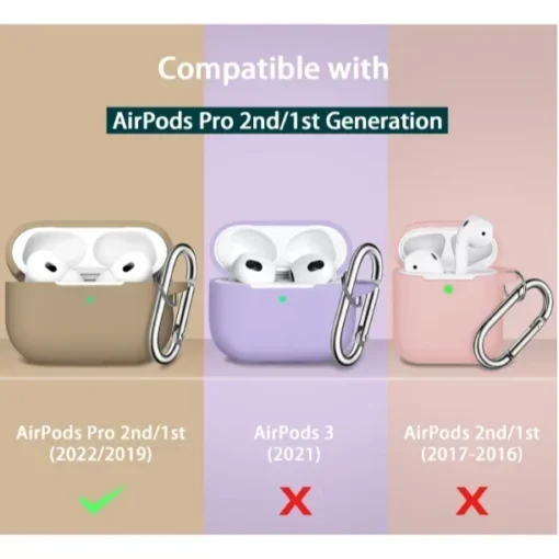 Θήκη Σιλικόνης Με Γάντζο Για Airpods Pro 2nd Gen Μπεζ